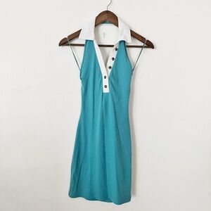 Urban Outfitters Teal Polo-Collar Button-Front Mini Dress small
